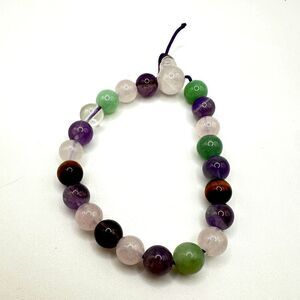 Multi-gemstone 9mm round beaded stretchy bracelet!